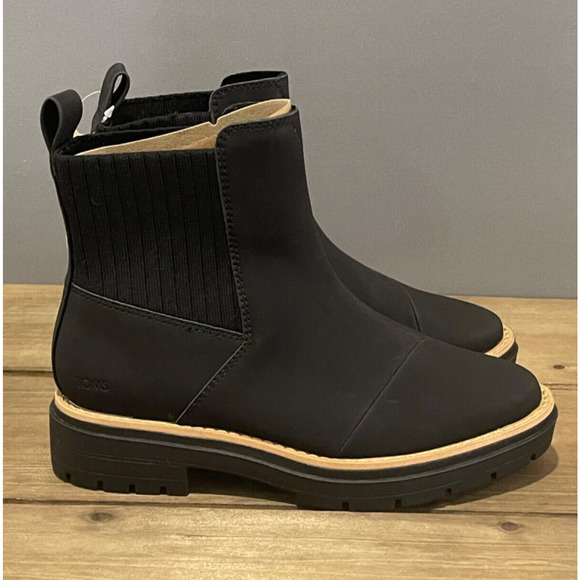 TOMS Women's Cort Chelsea Boots Size 5.5 Black Faux Nubuck NEW without box - Picture 1 of 15